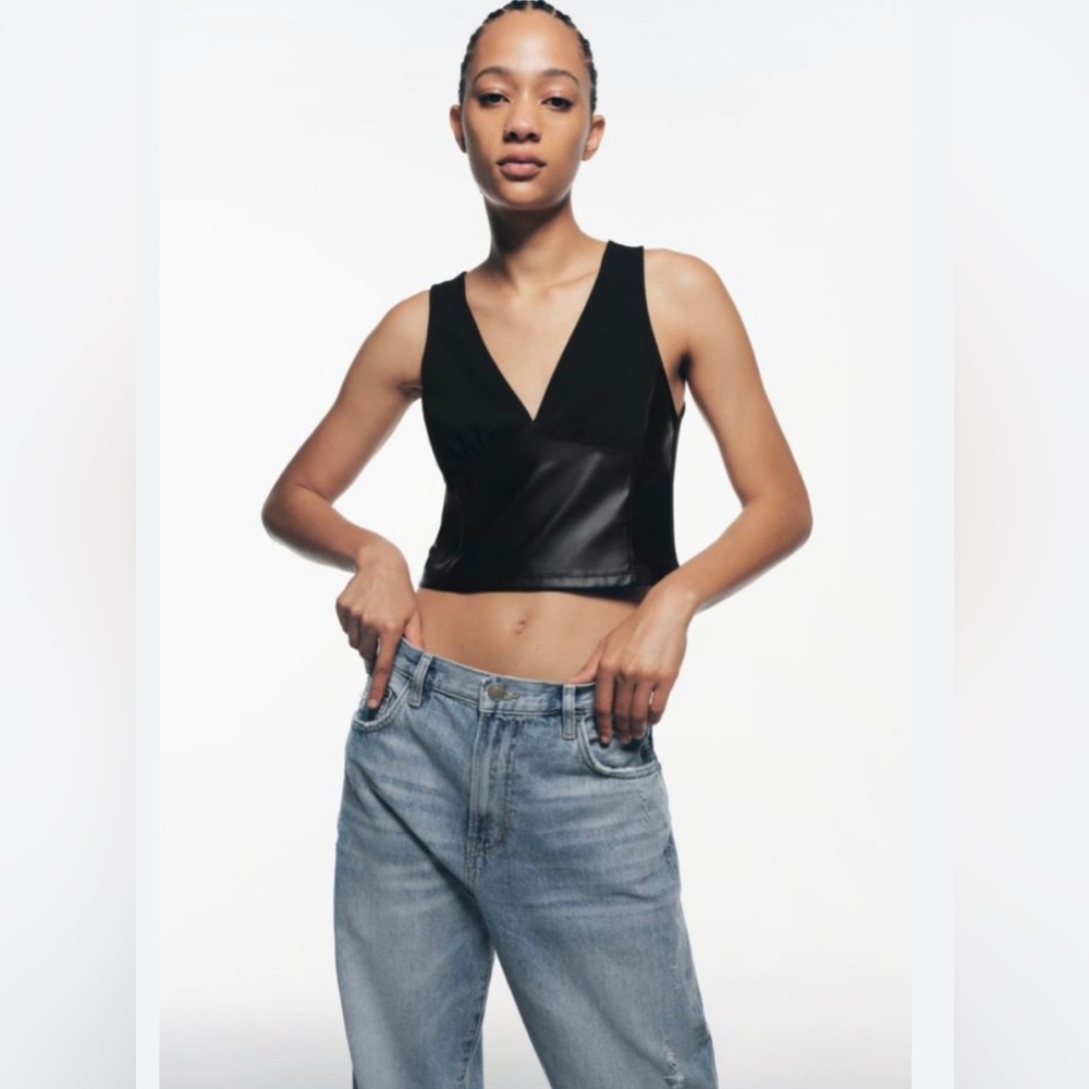 Zara Faux Leather Top